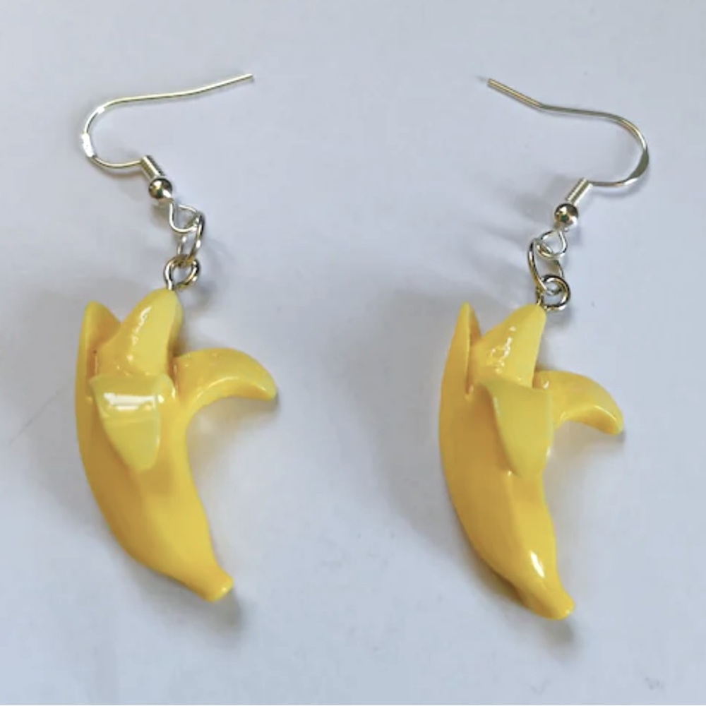 Funny Cute Yellow Banana Dangle Earrings Fruit Earrings New